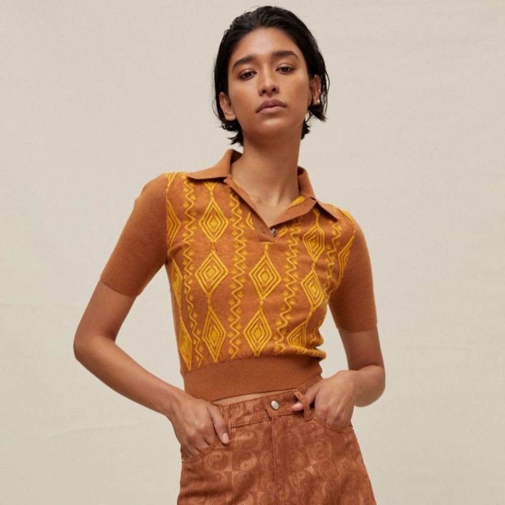 Urban Outfitters Bryce Jacquard Polo Knit Sweater - Picture 8 of 14